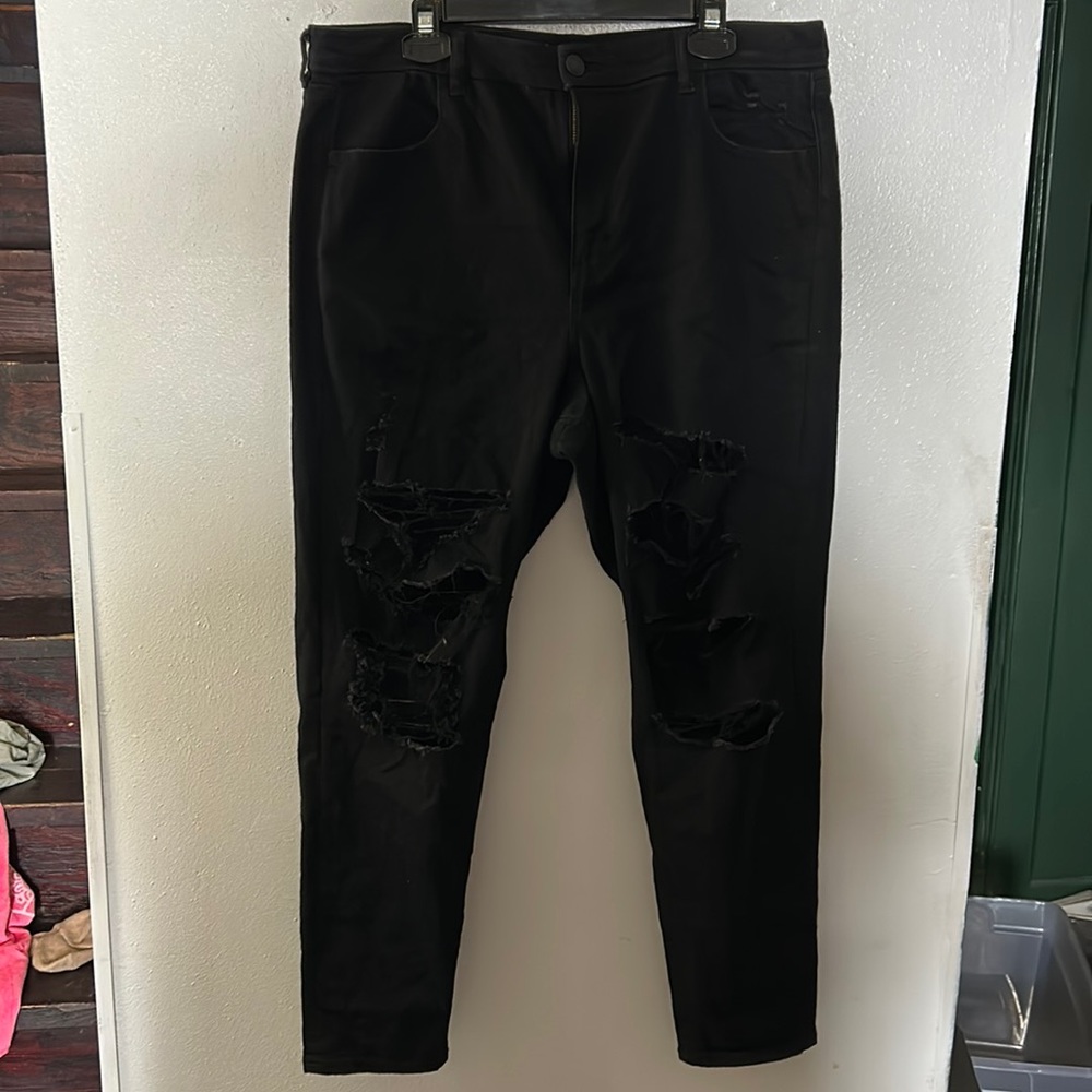 Lightly used American Eagle Black Distressed Jeans Size 20